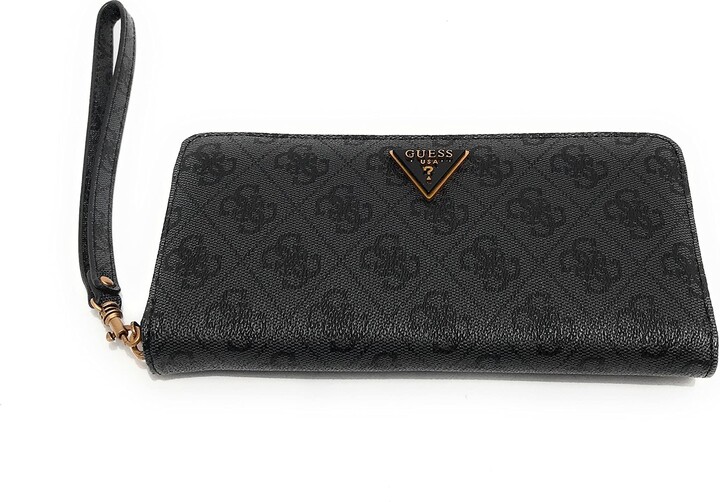 GUESS Small G Vibe Logo Stamp Black Zip Around Wallet