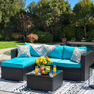 Wade Logan Harbaugh 3-Piece Rattan Sectional Seating Group with Cushions -  ShopStyle Outdoor Furniture