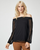 Thumbnail for your product : Le Château Sheer Knit Off-the-Shoulder Top