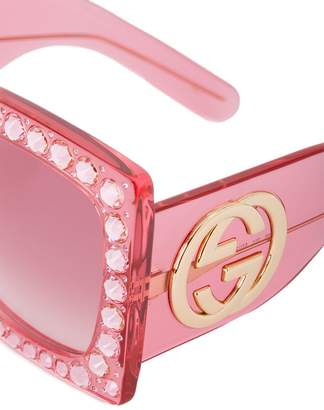 Gucci Eyewear Hollywood Forever crystal embellished oversized sunglasses