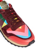 Thumbnail for your product : Valentino '1973' stripe check leather combo sneakers