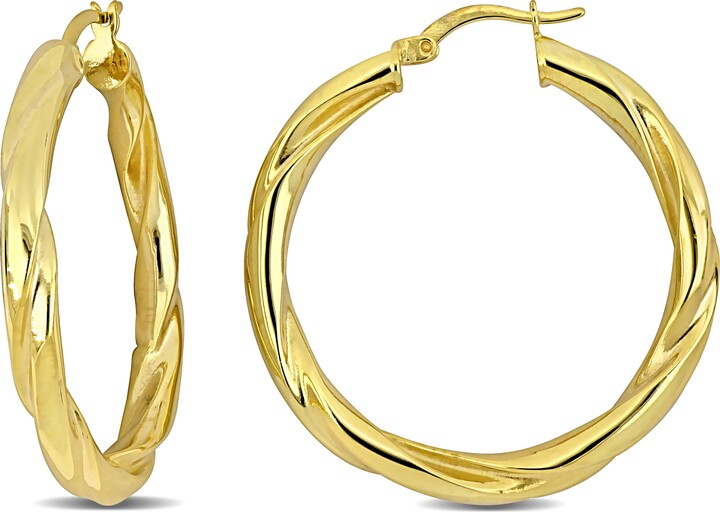 Mimi & Max 37x4.5mm Twist Hoop Earrings in Yellow Plated Silver
