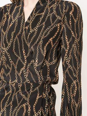 L'Agence chain printed wrap blouse