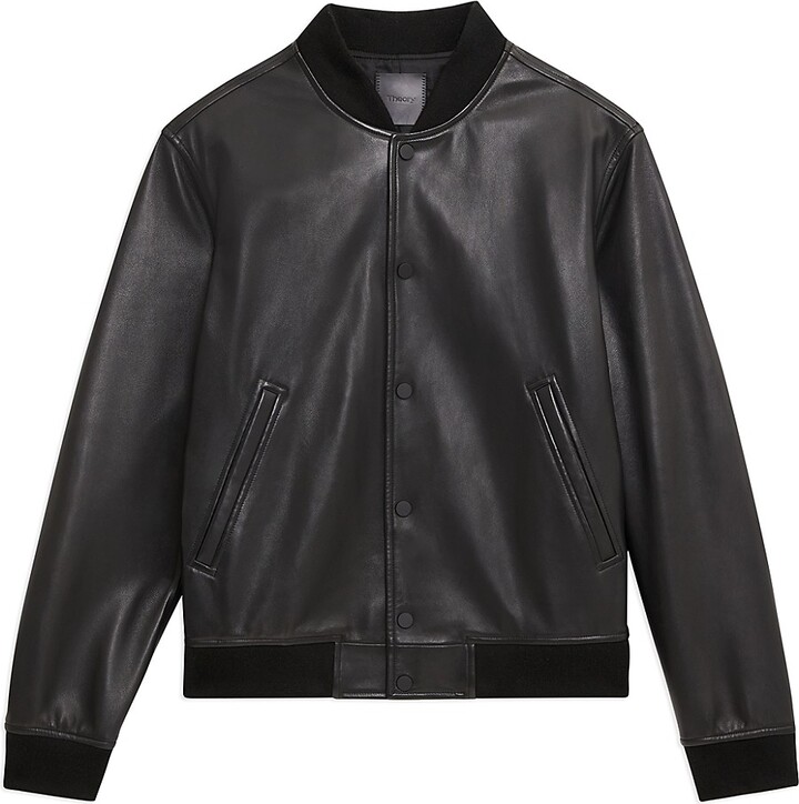 Theory Leather Varsity Jacket - ShopStyle