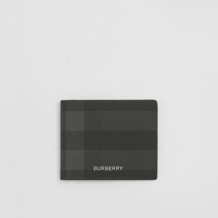 Burberry Logo Detail Charcoal Check Slim Bifold Wallet - ShopStyle