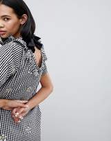 Thumbnail for your product : Lazy Oaf Gingham Dress With Floral Embroidery