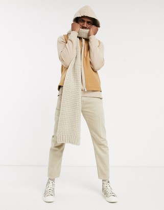 ASOS DESIGN hoodie with silver side zips in beige