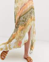 Thumbnail for your product : ASOS Design DESIGN pleated maxi skirt in bright orange scarf print
