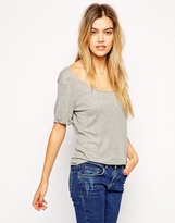 Thumbnail for your product : ASOS Forever T-Shirt with Scoop Neck in Baby Rib - Black