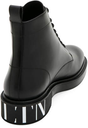 Valentino Men's Leather Lace-Up Boots