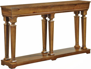 Darby Home Co Exquisite Oak Finish Console Table with Practical Display Shelf Ideal for Versatile Living Spaces and Timeless Decor