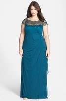 Thumbnail for your product : Xscape Evenings Embellished Yoke Matte Jersey Gown (Plus Size)