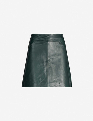 Whistles A-line leather mini skirt
