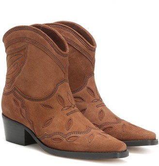 Ganni Low Texas suede cowboy boots - ShopStyle