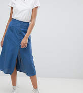 Thumbnail for your product : ASOS Tall DESIGN Tall full midi skirt with button front
