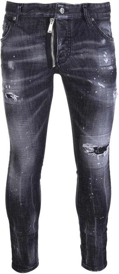 DSQUARED2 Black Powder Zip Wash Skater Jeans - ShopStyle