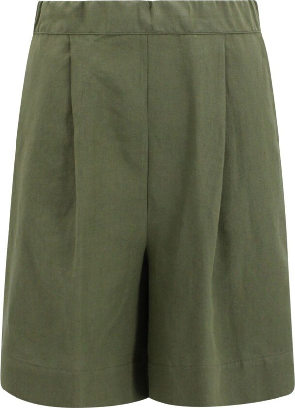 Whyci Pleated Elastic-Waist Bermuda Shorts