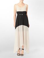 Thumbnail for your product : Calvin Klein Womens Colorblock Belted Sleeveless Maxi Dress