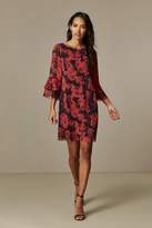 Thumbnail for your product : Wallis Petite Red Rose Print Flute Sleeve Shift Dress