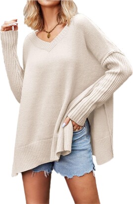 Caracilia Oversized Sweaters for Women Boatneck Long Sleeve Off Shoulder  Chunky Casual Loose Lightweight Cashmere Ribbed Knit Pullover Top 2023 Fall  Winter Fashion Outfits Grey CO96-yanhui-L - ShopStyle