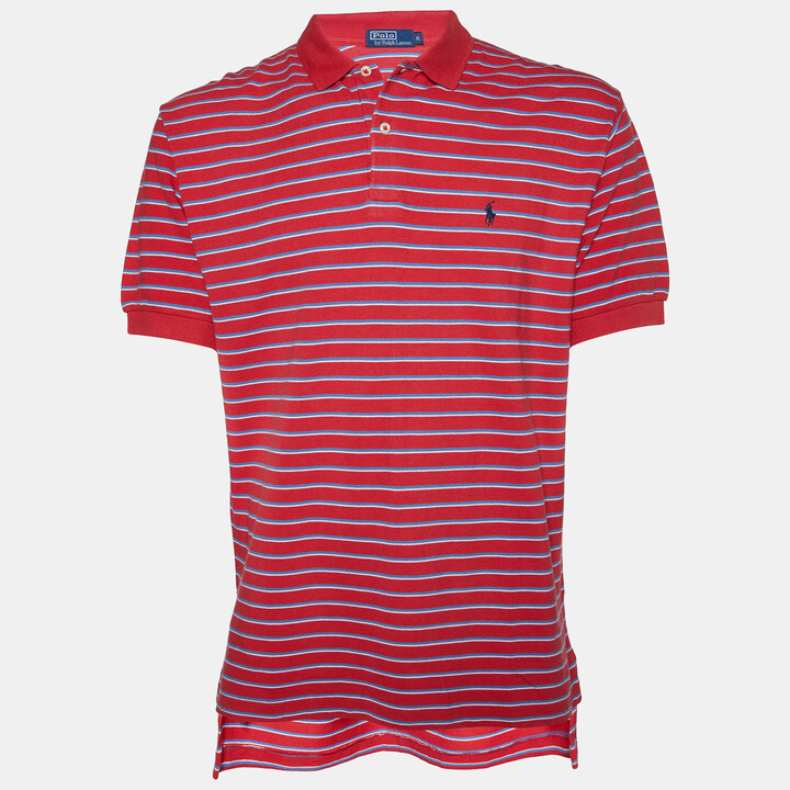 Polo Ralph Lauren Polo by Ralph Lauren Red Striped Cotton Polo T-Shirt M