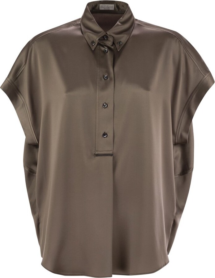 Brunello Cucinelli Short-Sleeved Buttoned Blouse