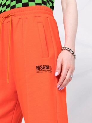 MSGM Logo-Print Flared Track Pants