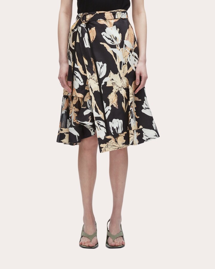 3.1 Phillip Lim Joyful Tulip Crinkle Chiffon Cargo Wrap Skirt