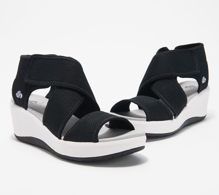 Clarks CLOUDSTEPPERS by Cross Strap Wedges - Step Cali Palm - ShopStyle  Sandals