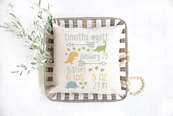 Personalized Birth Announcement Pillow/Dino Decor Nursery