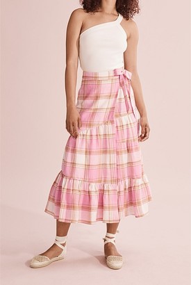 Country Road Organically Grown Linen Check Skirt