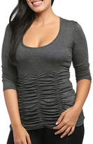 Thumbnail for your product : 24/7 Comfort Apparel 3/4 Sleeve Shirred T-Shirt-Womens