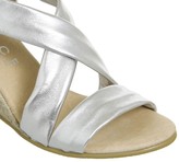 Thumbnail for your product : Office Maiden Cross Strap Wedge Silver Leather