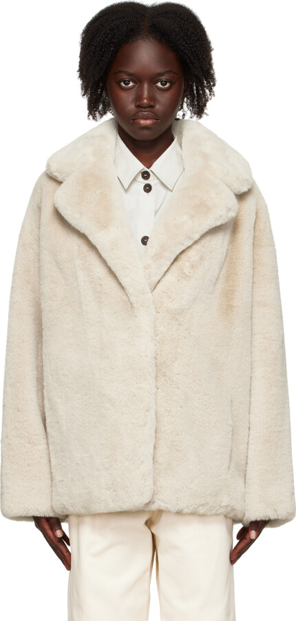 Stand Studio Off-White Savannah Faux-Fur Jacket - ShopStyle Fur ...