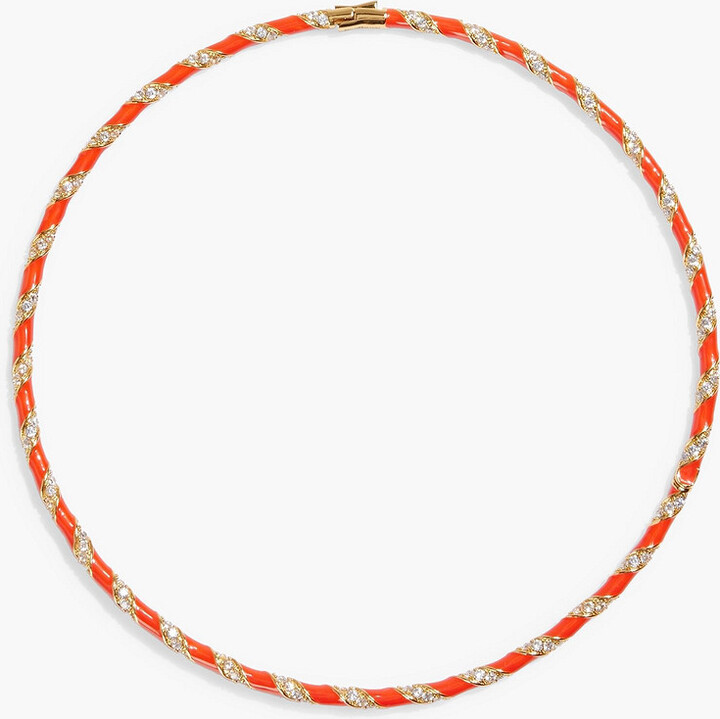 Gold-tone, crystal and enamel choker