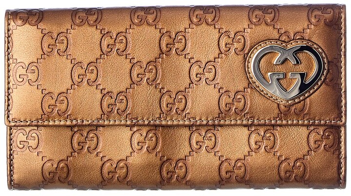 Gucci Bronze Guccissima Leather Lovely Heart Continental Wallet (Authentic  Pre-Owned) - ShopStyle