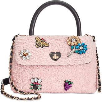 Betsey Johnson Embellished Bouclandeacute; Small Top-Handle Bag