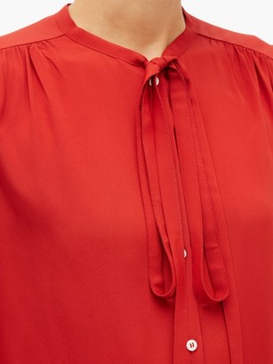 No.21 Neck-tie Crepe Blouse - Red