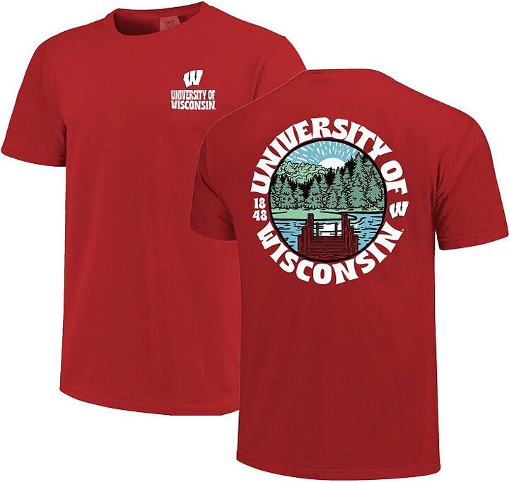 Image One Men's Red Wisconsin Badgers Comfort Colors Thick Lined Landscape T-Shirt