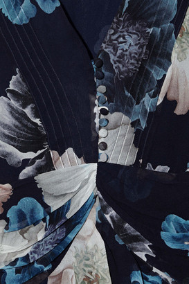 Nicholas Draped Floral-print Silk-chiffon Mini Dress