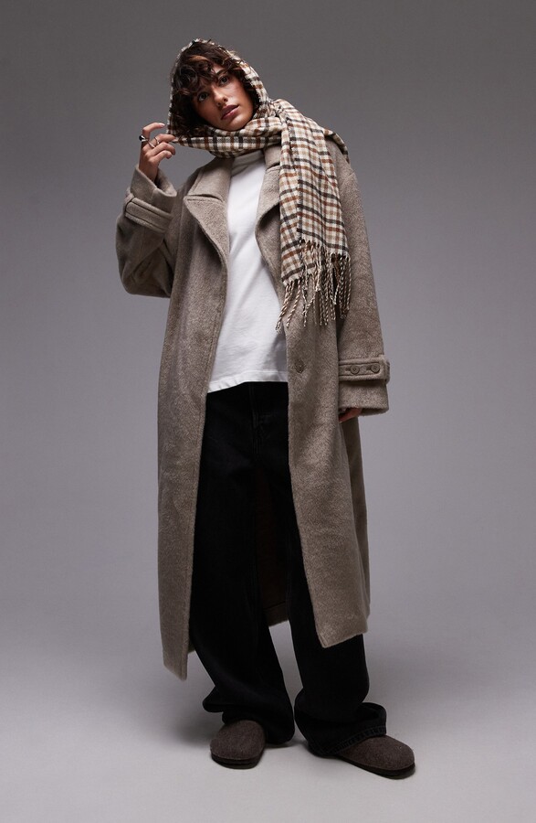 Topshop Chuck On Faux Fur Longline Coat