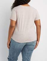 Thumbnail for your product : Charlotte Russe Plus Size Marled V-Neck Boyfriend Pocket Tee