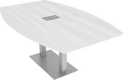 Inbox Zero Boat Shaped Conference Table with Double Metal Post Base | Electrical Unit