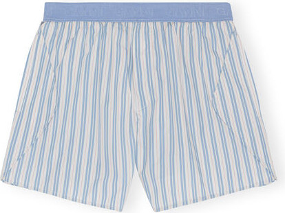 Ganni Striped Cotton Shorts