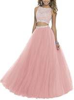 Thumbnail for your product : Uryouthstyle Long Two Pieces Beaded Prom Gowns Bodice Evening Dress BL US