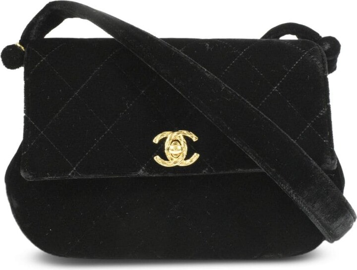 Chanel Pre Owned 1995 Diamond-Quilted Velvet Shoulder Bag - ShopStyle