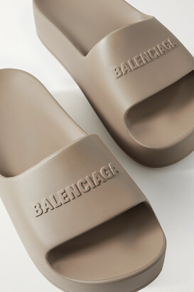 Balenciaga Chunky Logoembossed Rubber Slide Sandals in Black  Lyst