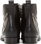 Thumbnail for your product : Giuseppe Zanotti Black Leather Silver Chain Lace Ankle Boot