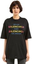 Balenciaga T-Shirt Oversize En Jersey Imprimé