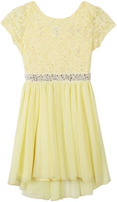 Speechless Girls 7-16 Lace & Glitter Tulle Embellished Waist Dress